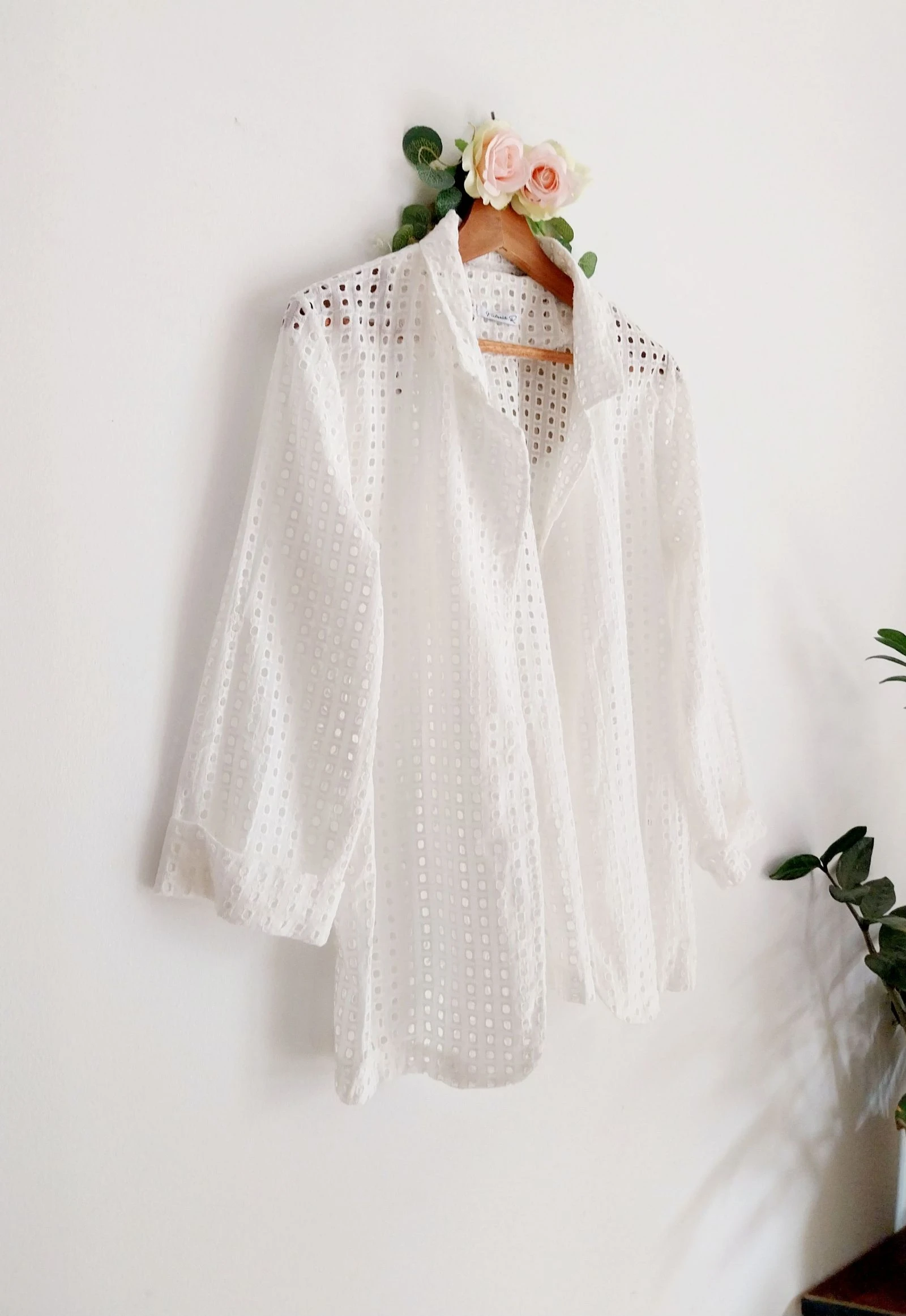 Chaqueta bohemia blanca ajourada 100% algodón Talla 40 Victoria – photo 8